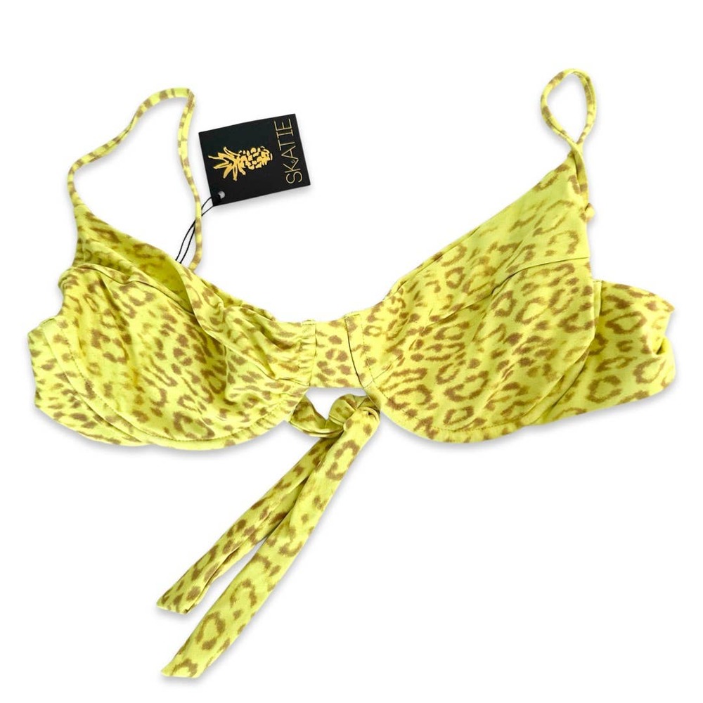 SKATIE Kate Bikini Top in Tulum Neon Yellow Cheetah Leopard Print XL - Picture 7 of 9